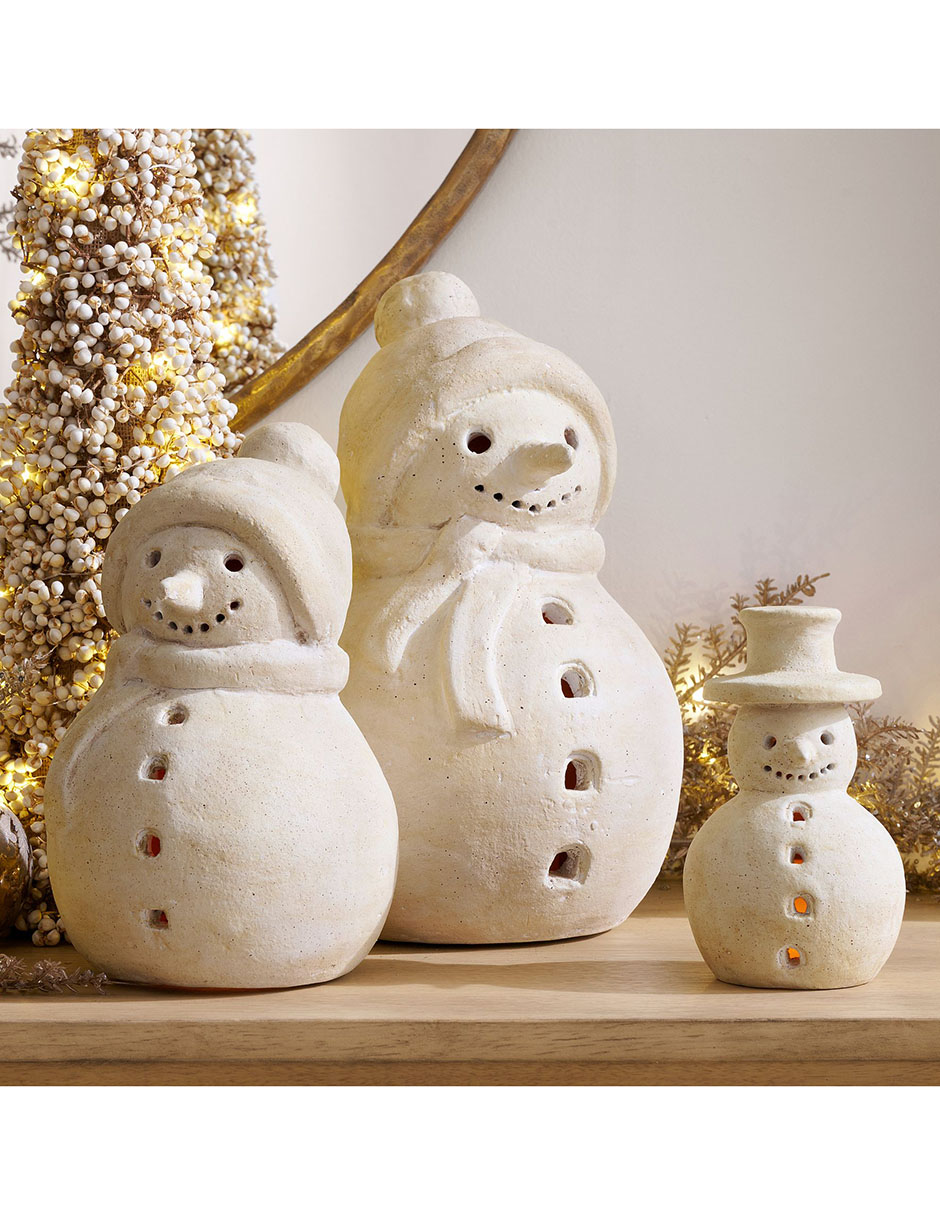 Figura decorativa de muñeco de nieve de terracota 4