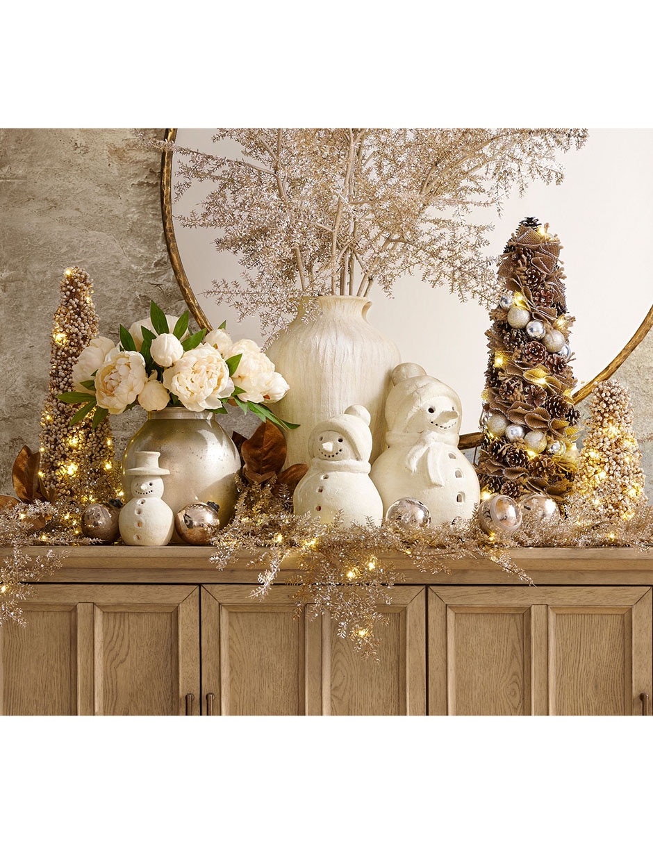 Figura decorativa de muñeco de nieve de terracota 5