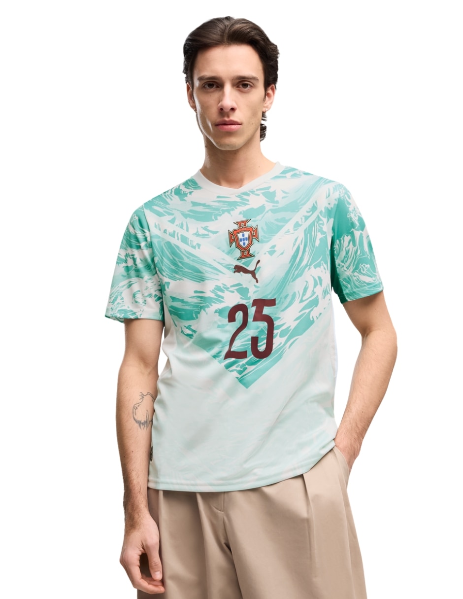 Jersey de Selección de fútbol de Portugal visitante de N. Mendes manga corta Puma jugador para hombre