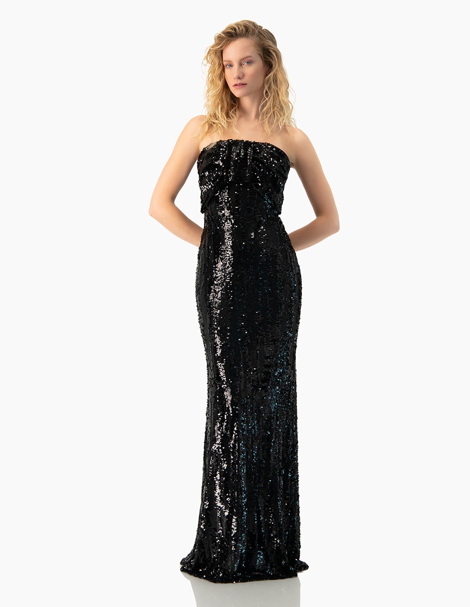 Vestido largo de fiesta Ivonne Couture escote cuadrado