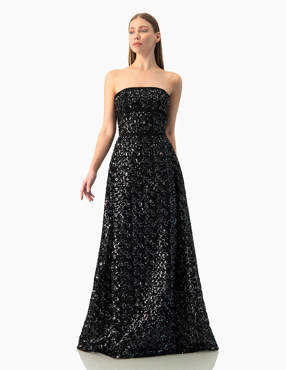 Vestido largo de fiesta Ivonne Couture escote cuadrado