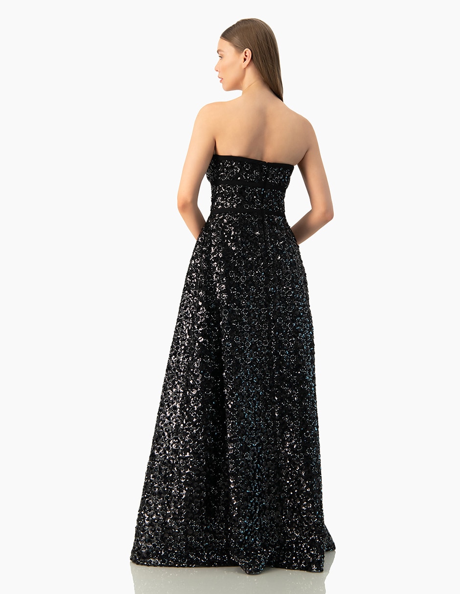Vestido largo de fiesta Ivonne Couture escote cuadrado