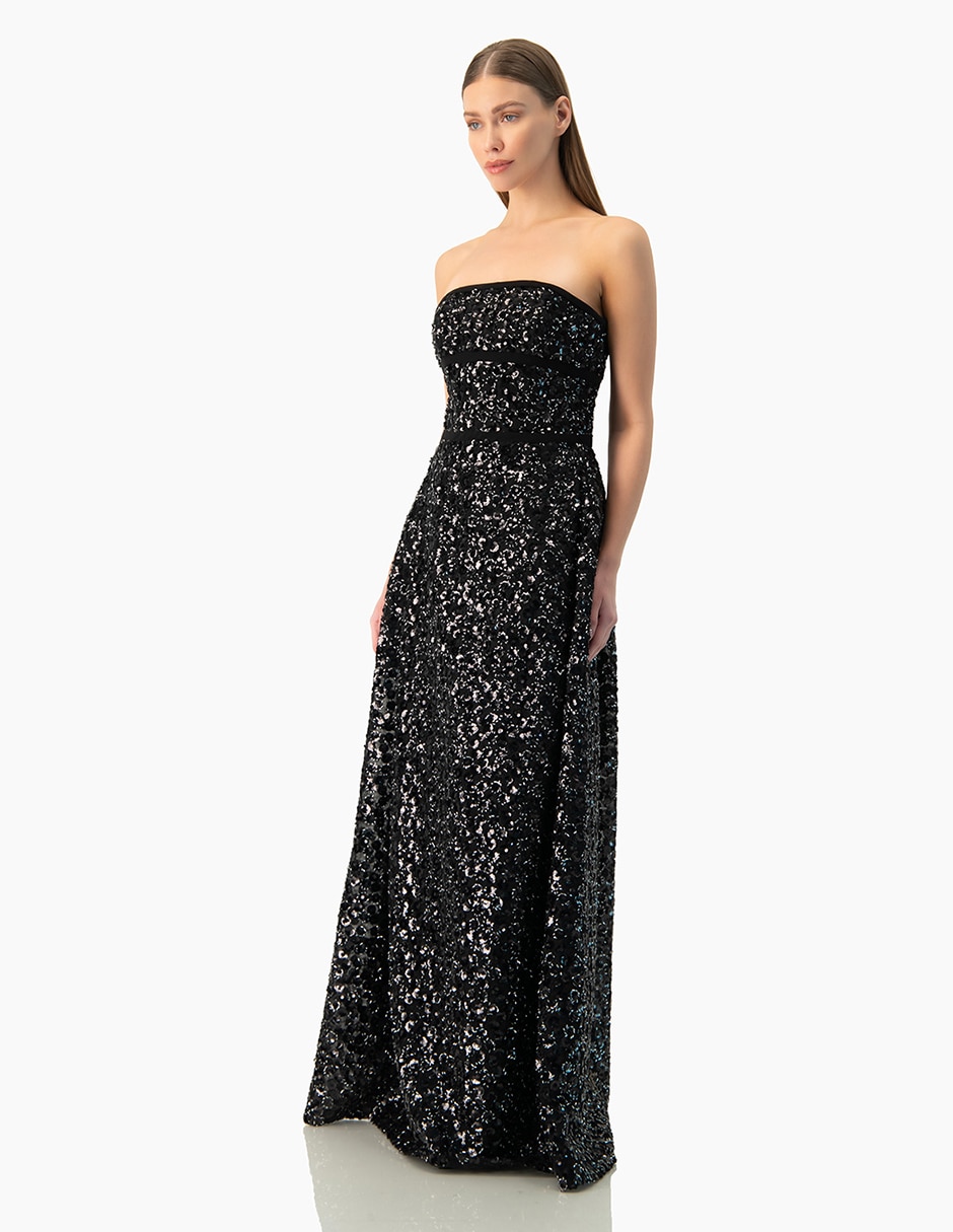 Vestido largo de fiesta Ivonne Couture escote cuadrado