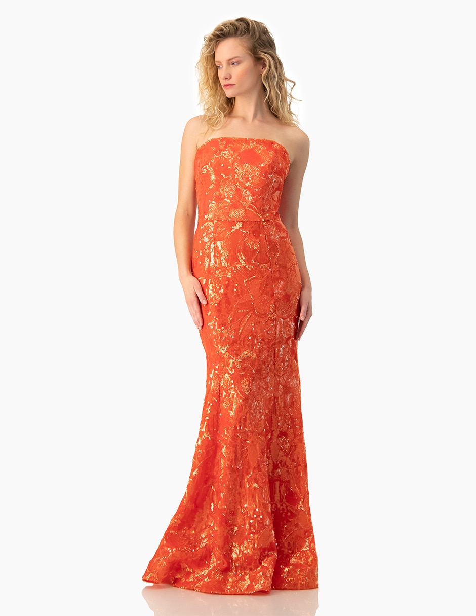 Vestido largo de fiesta Ivonne Couture escote cuadrado