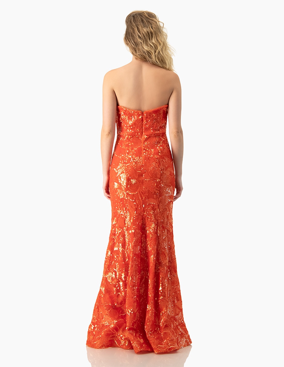 Vestido largo de fiesta Ivonne Couture escote cuadrado