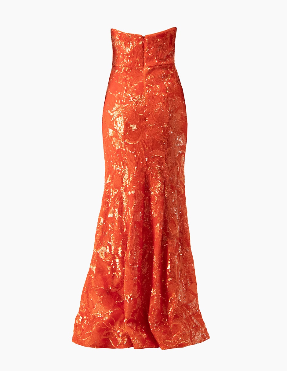 Vestido largo de fiesta Ivonne Couture escote cuadrado