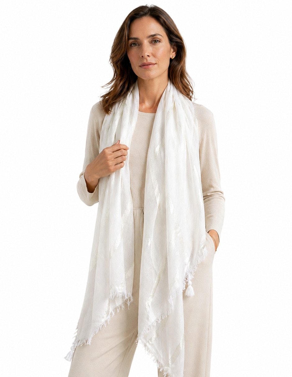 Pashmina con estampado a rayas para mujer