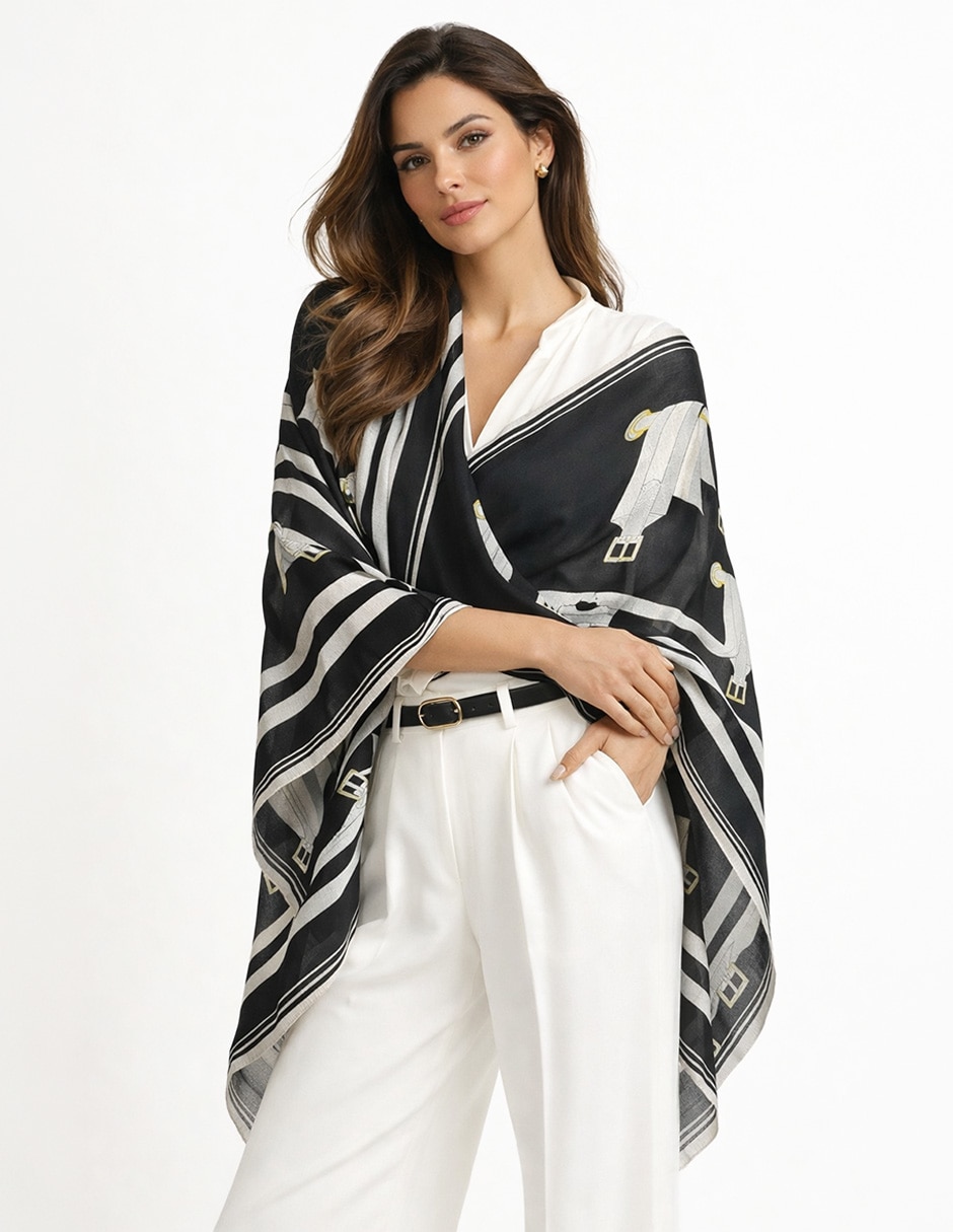 Pashmina Twist side con estampado abstracto para mujer