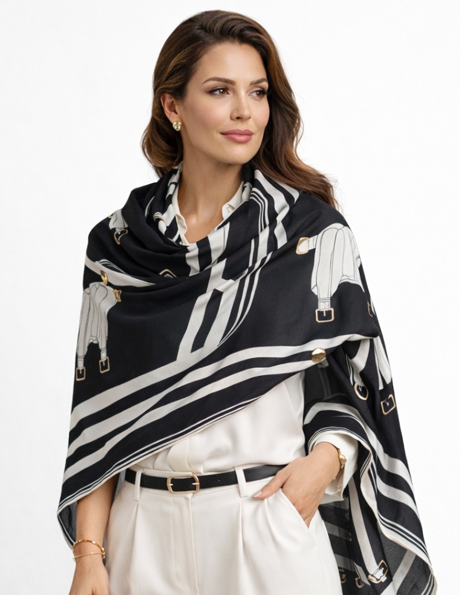 Pashmina Twist side con estampado abstracto para mujer