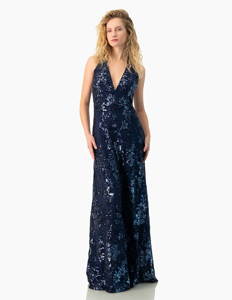 Vestido largo de fiesta Ivonne Couture escote V