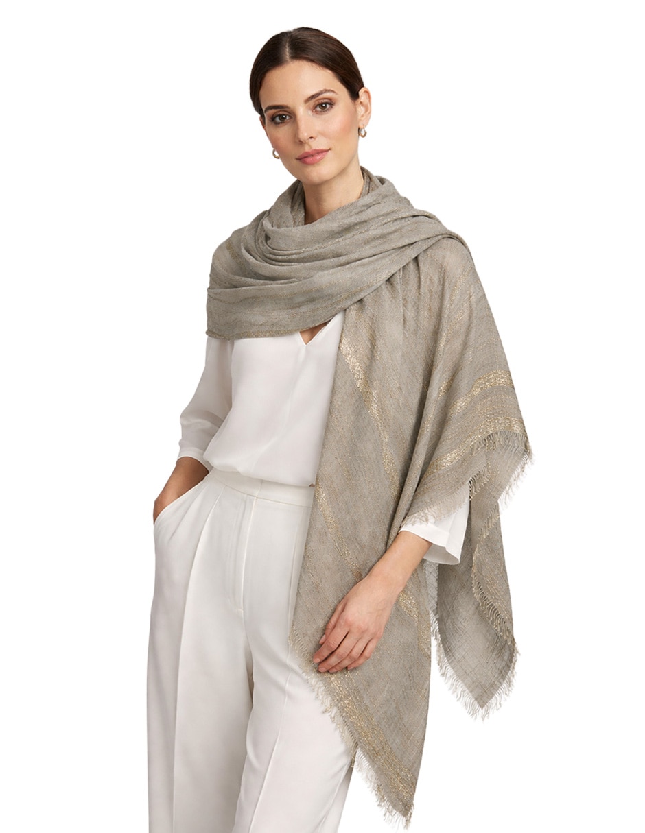 Pashmina con estampado a rayas para mujer