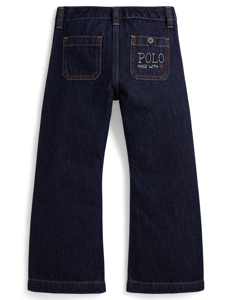 Jeans campana lavado obscuro para niña 3