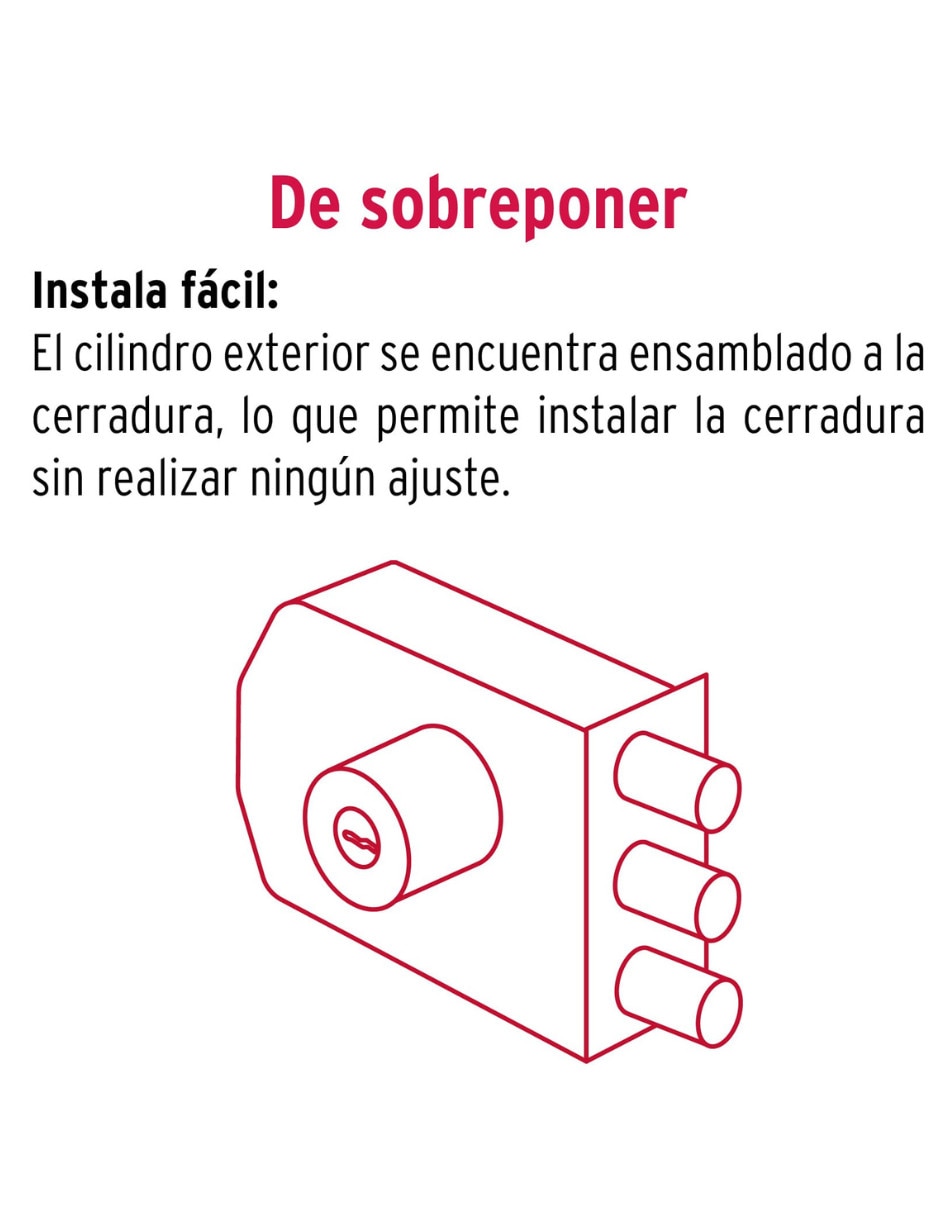 Cerradura sobreponer Hermex CS-93 de derecha e izquierda