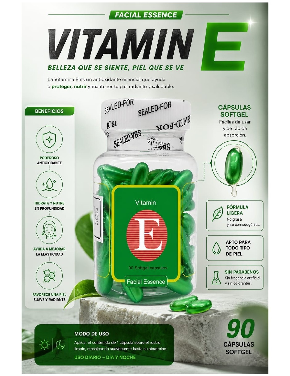 Cápsulas de Vitamina E antimanchas y signos de la edad Vitamina unisex 3