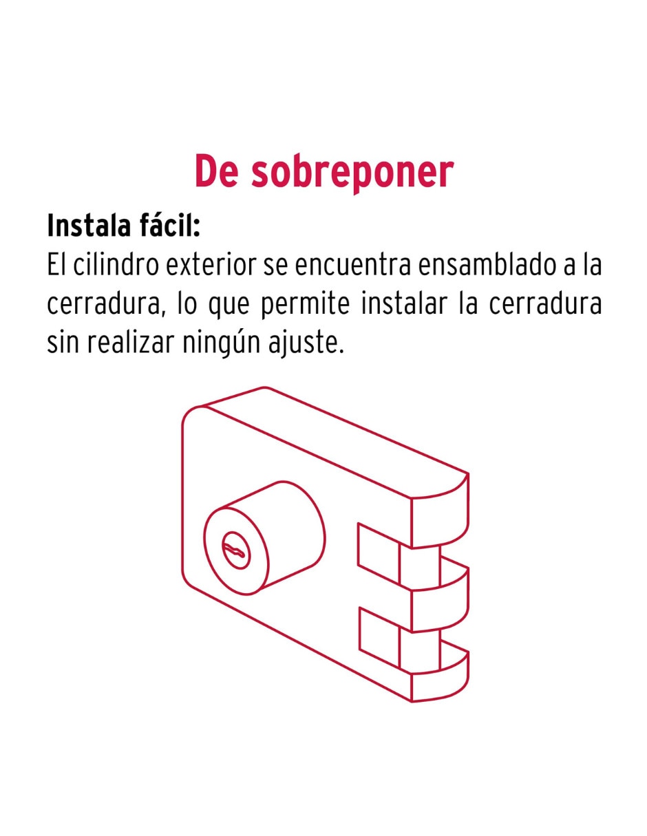 Cerradura Sobreponer Hermex CS-95D de derecha