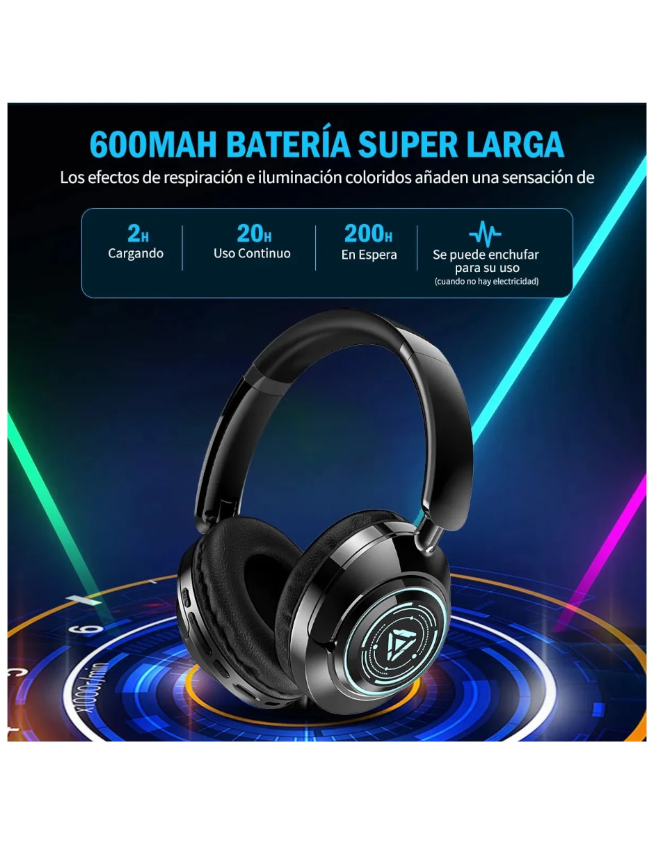 Audífonos de diadema Genérica RGB Inalámbricos con cancelación de ruido