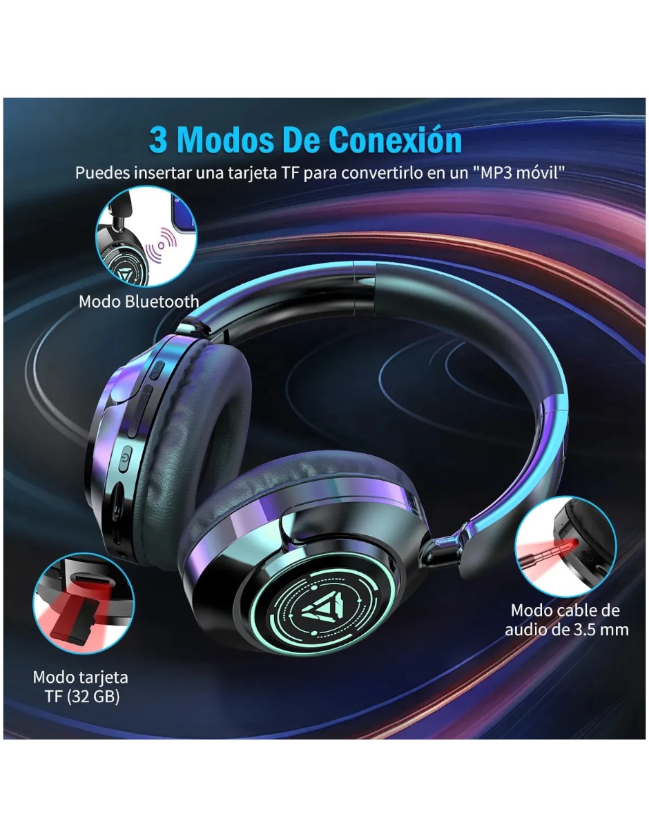 Audífonos de diadema Genérica RGB Inalámbricos con cancelación de ruido