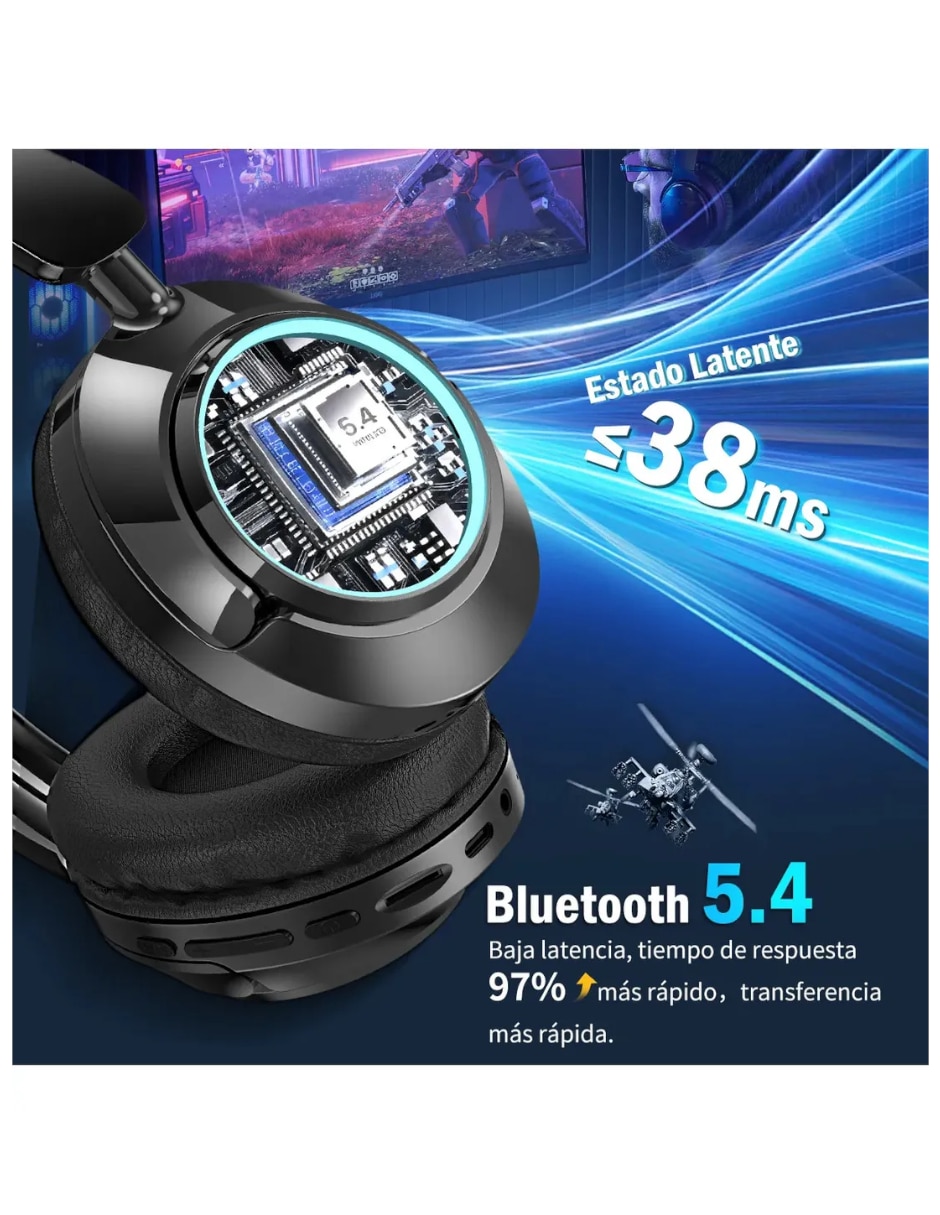 Audífonos de diadema Genérica RGB Inalámbricos con cancelación de ruido