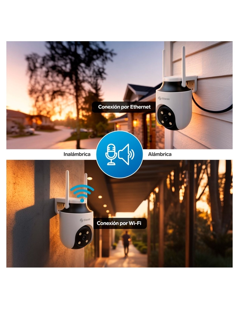 Cámara Wi-Fi de seguridad Steren modelo CCTV-638 Inalámbrica 4K/UHD 110° con capacidad de grabar para exterior