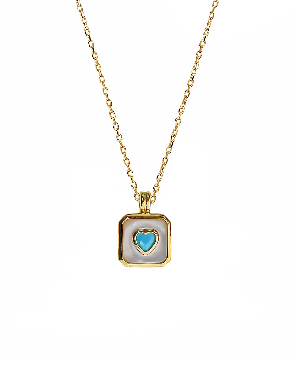 Collar con dije de corazón Sofia Blum de plata p 925  con acabado chapa de oro