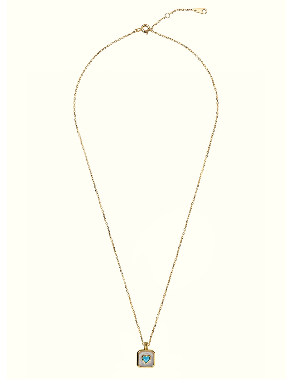 Collar con dije de corazón Sofia Blum de plata p 925  con acabado chapa de oro