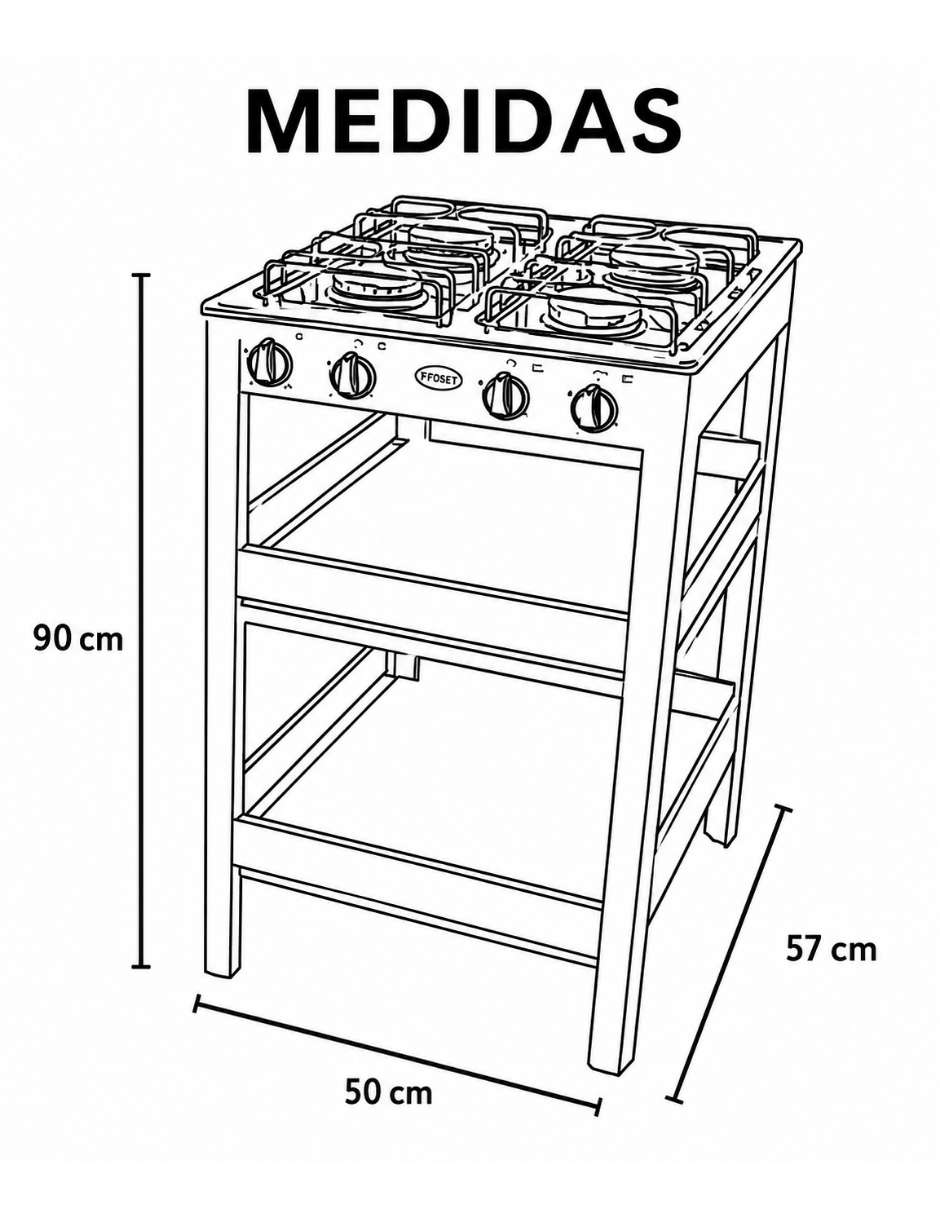 Parrilla de gas Fraga P910 4QUEM de acero porcelanizado