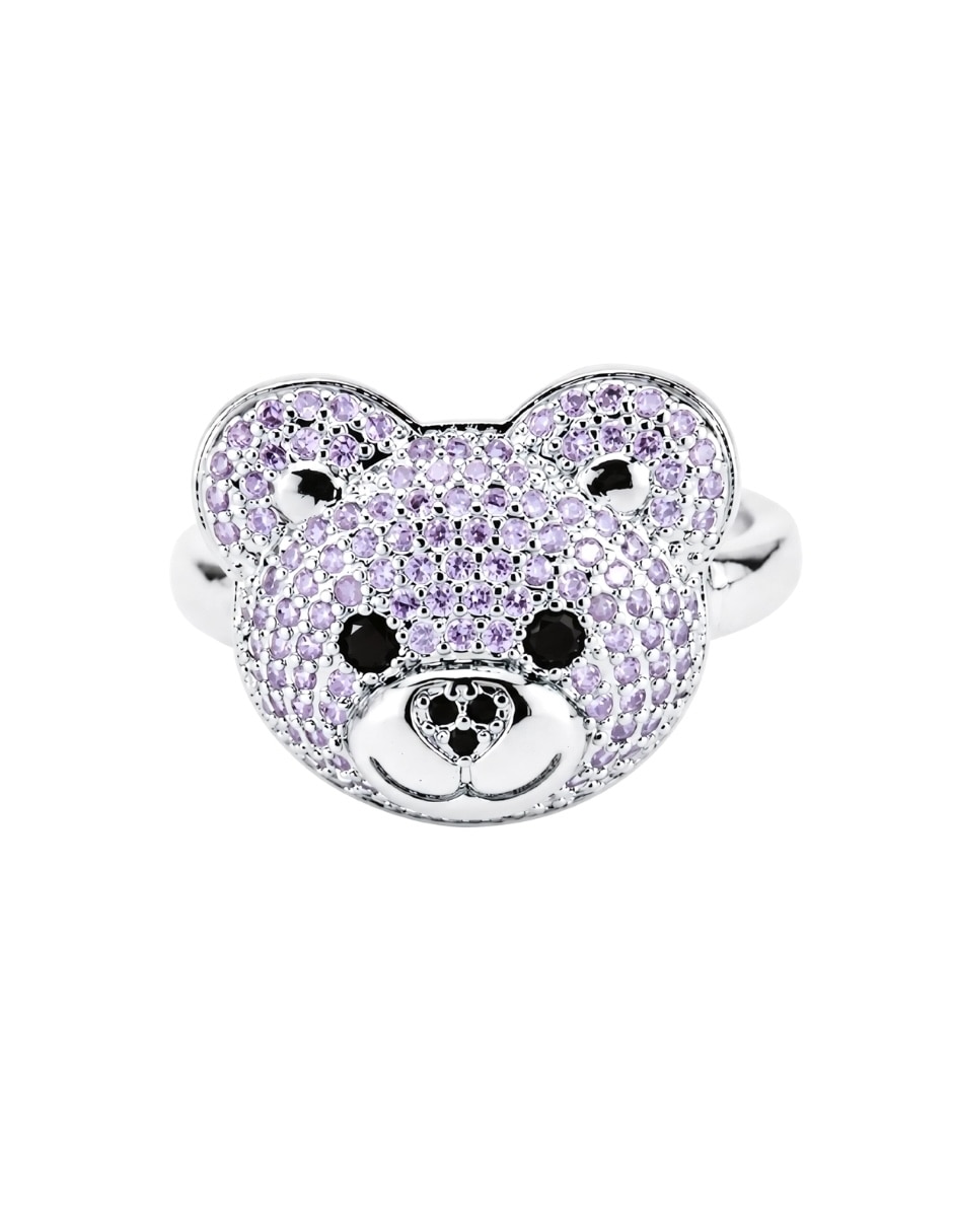 Anillo de oso zirconia baño de rodio
