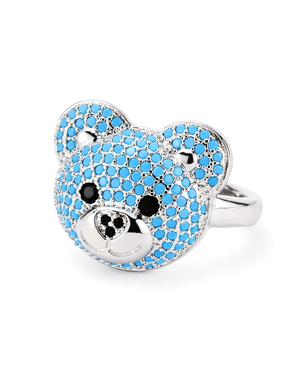 Anillo de oso zirconia baño de rodio 2