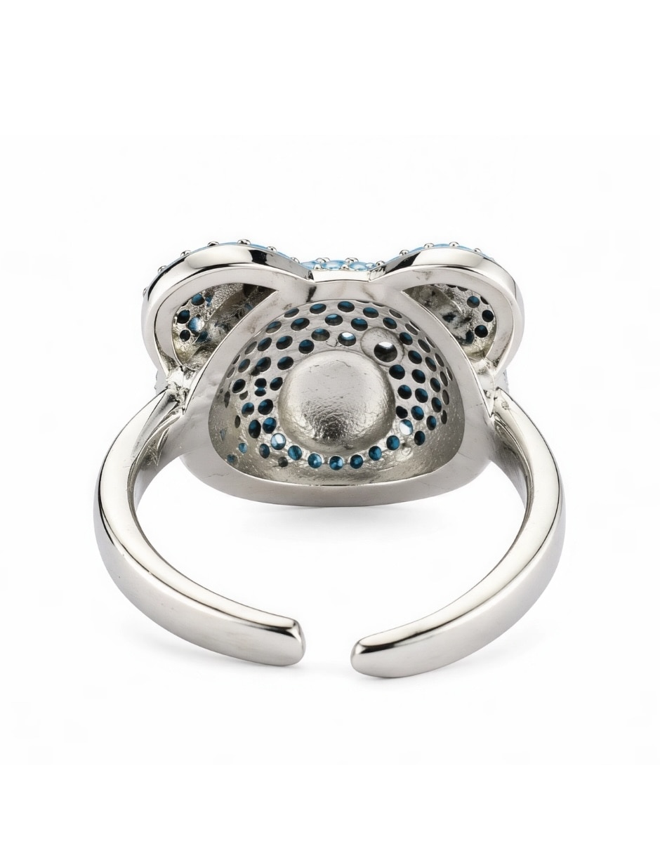 Anillo de oso zirconia baño de rodio 3