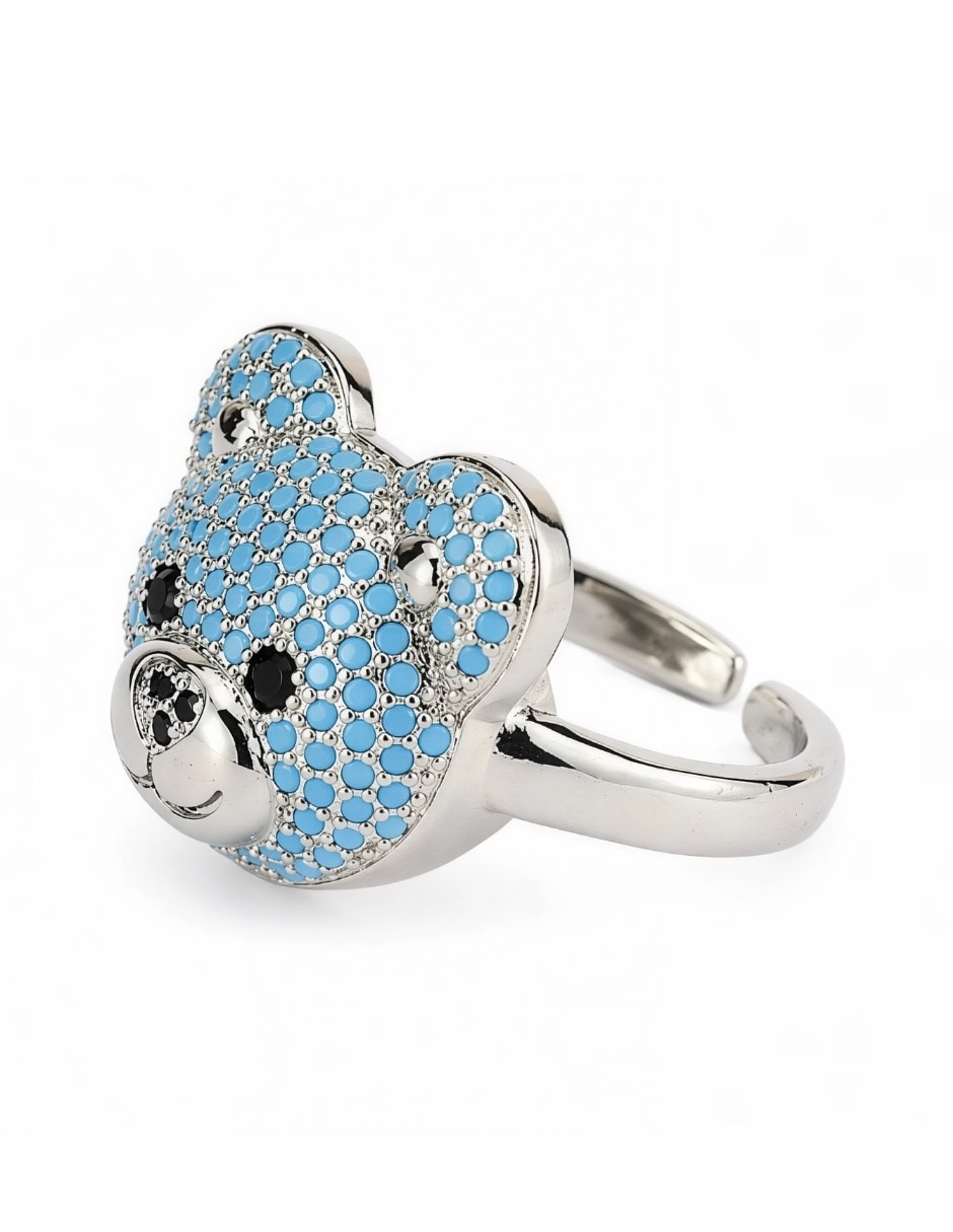 Anillo de oso zirconia baño de rodio 5
