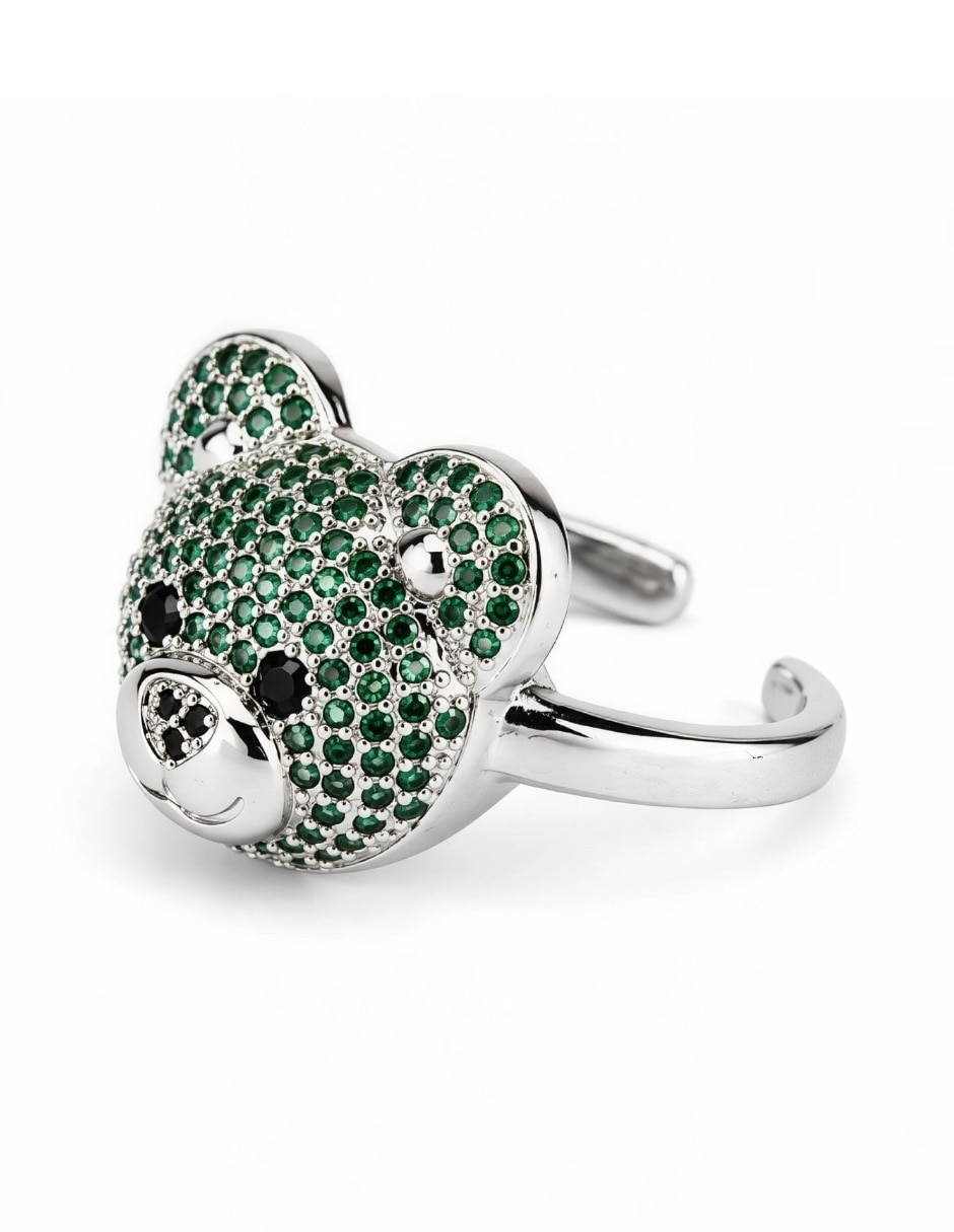 Anillo de oso Yoiko zirconia baño de rodio