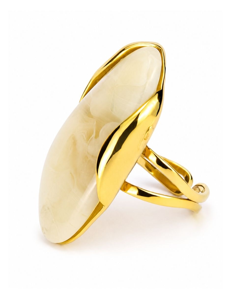 Anillo Yoiko Ámbar resina baño de oro