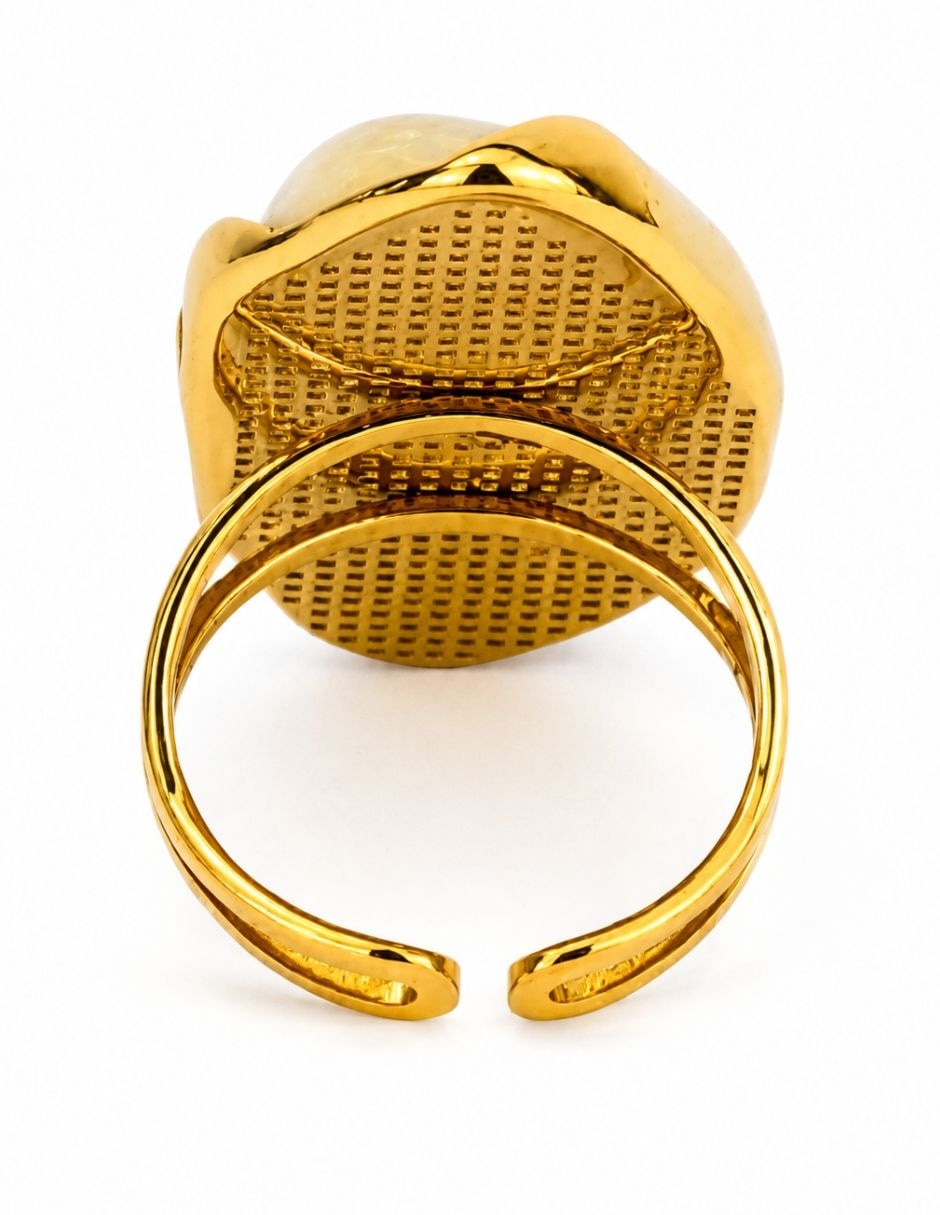 Anillo Yoiko Ámbar resina baño de oro