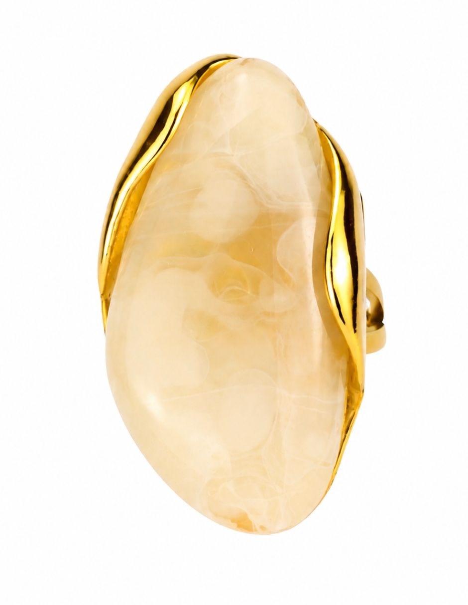 Anillo Yoiko Ámbar resina baño de oro