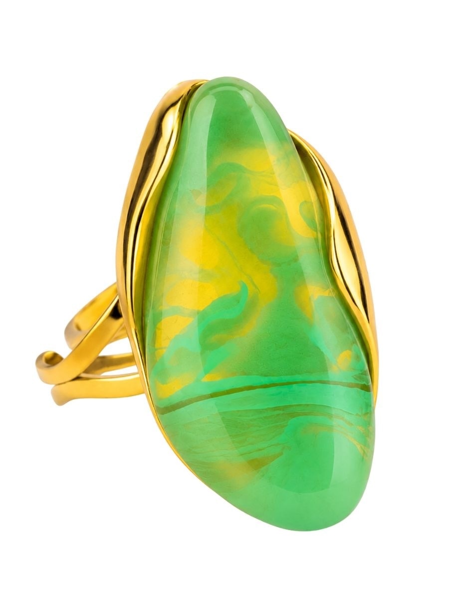 Anillo Ámbar resina baño de oro Anillo Ámbar resina baño de oro