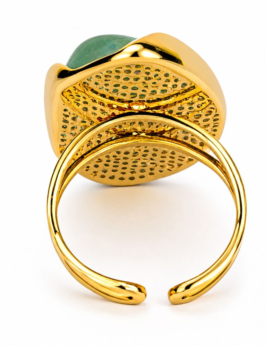 Anillo Ámbar resina baño de oro 7