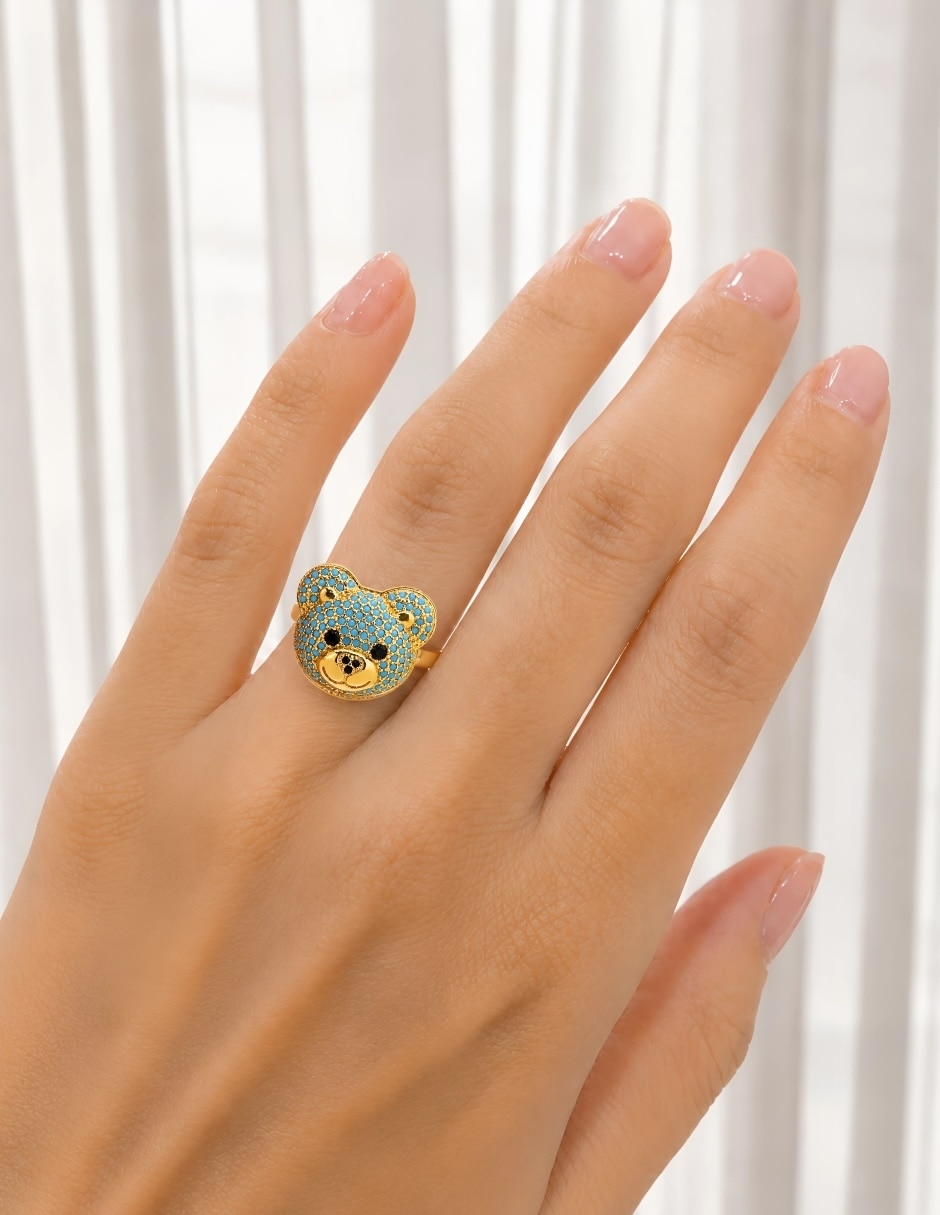 Anillo de oso Shine Golden zirconia baño de oro 3