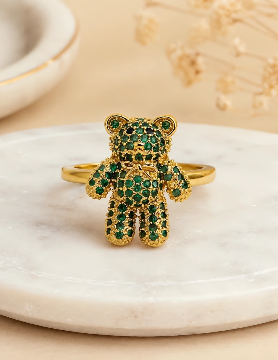 Anillo de oso Yoiko Bloom Golden zirconia baño de oro