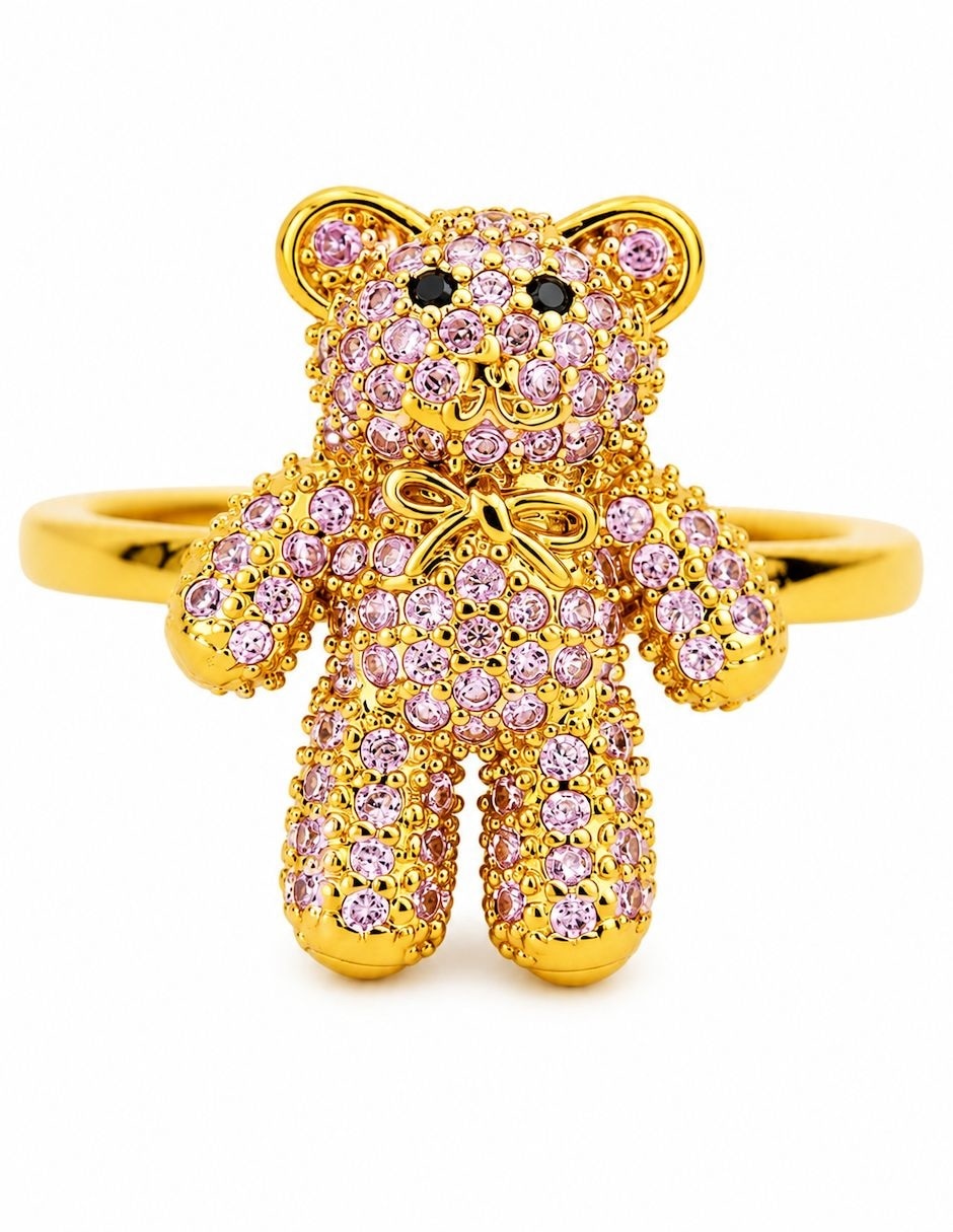 Anillo de oso Bloom Golden zirconia baño de oro 1