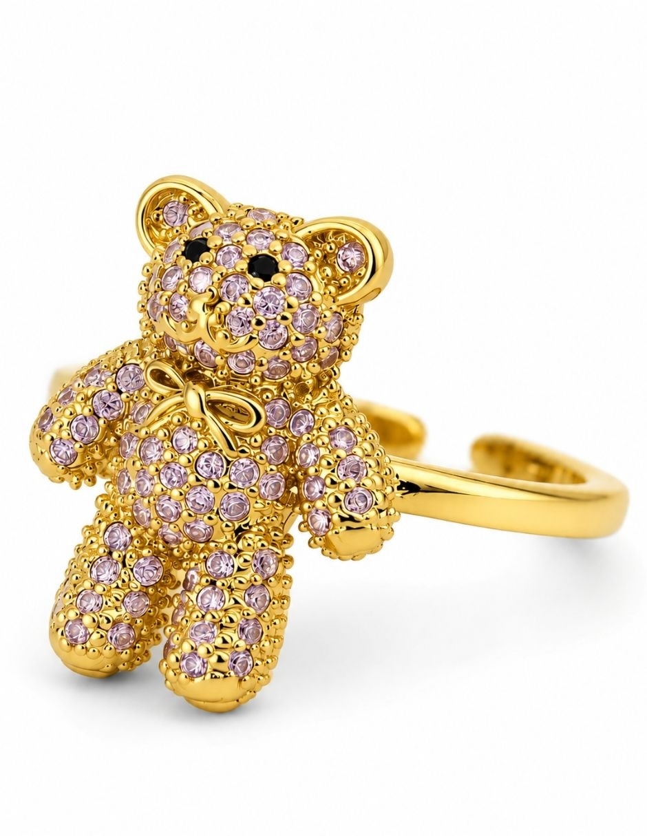 Anillo de oso Bloom Golden zirconia baño de oro 2