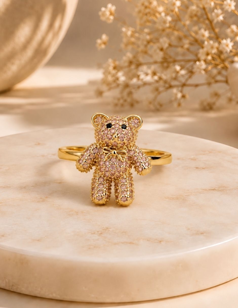 Anillo de oso Bloom Golden zirconia baño de oro 4