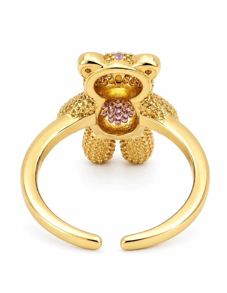 Anillo de oso Bloom Golden zirconia baño de oro 5