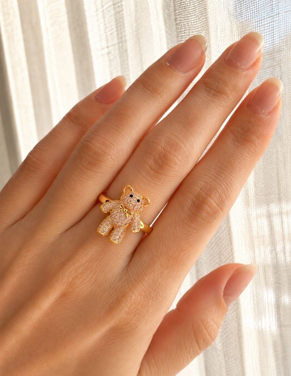Anillo de oso Bloom Golden zirconia baño de oro 7