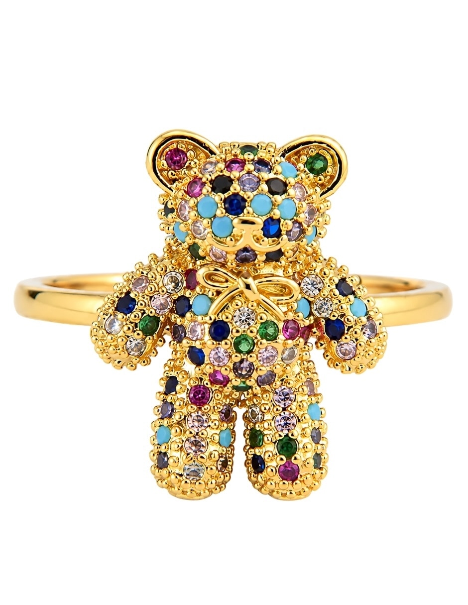 Anillo de oso Yoiko Bloom Golden zirconia baño de oro