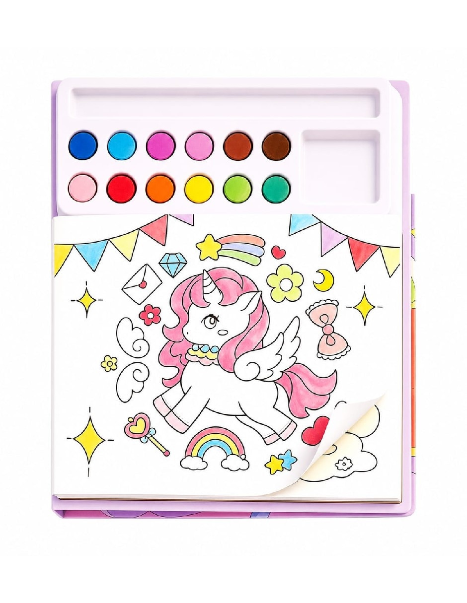 Mini libro de acuarelas unicornio Genérica