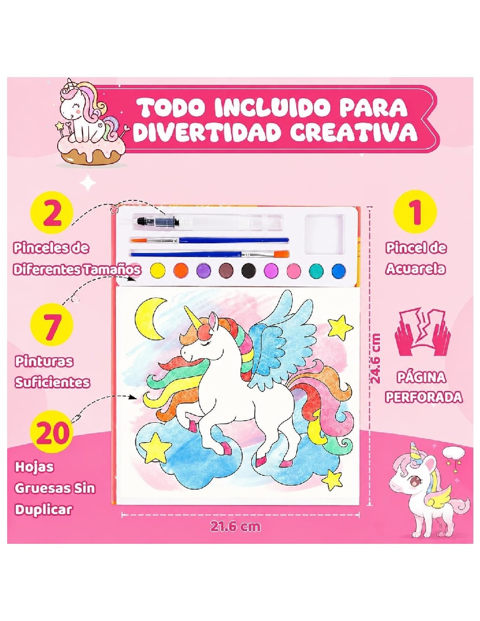 Mini libro de acuarelas unicornio Genérica