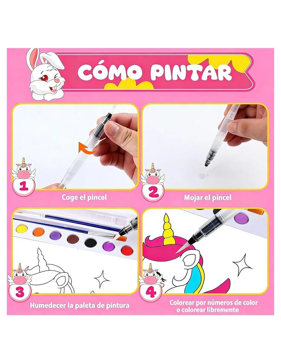 Mini libro de acuarelas unicornio Genérica