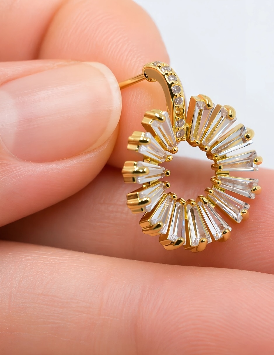 Aretes Stella Golden con acabado baño de oro zirconia 8