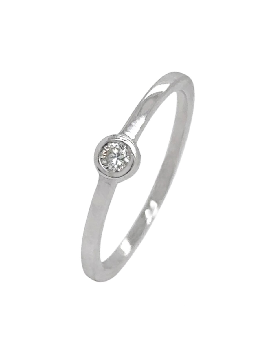 Anillo Idc 14 k de oro blanco diamante brillante