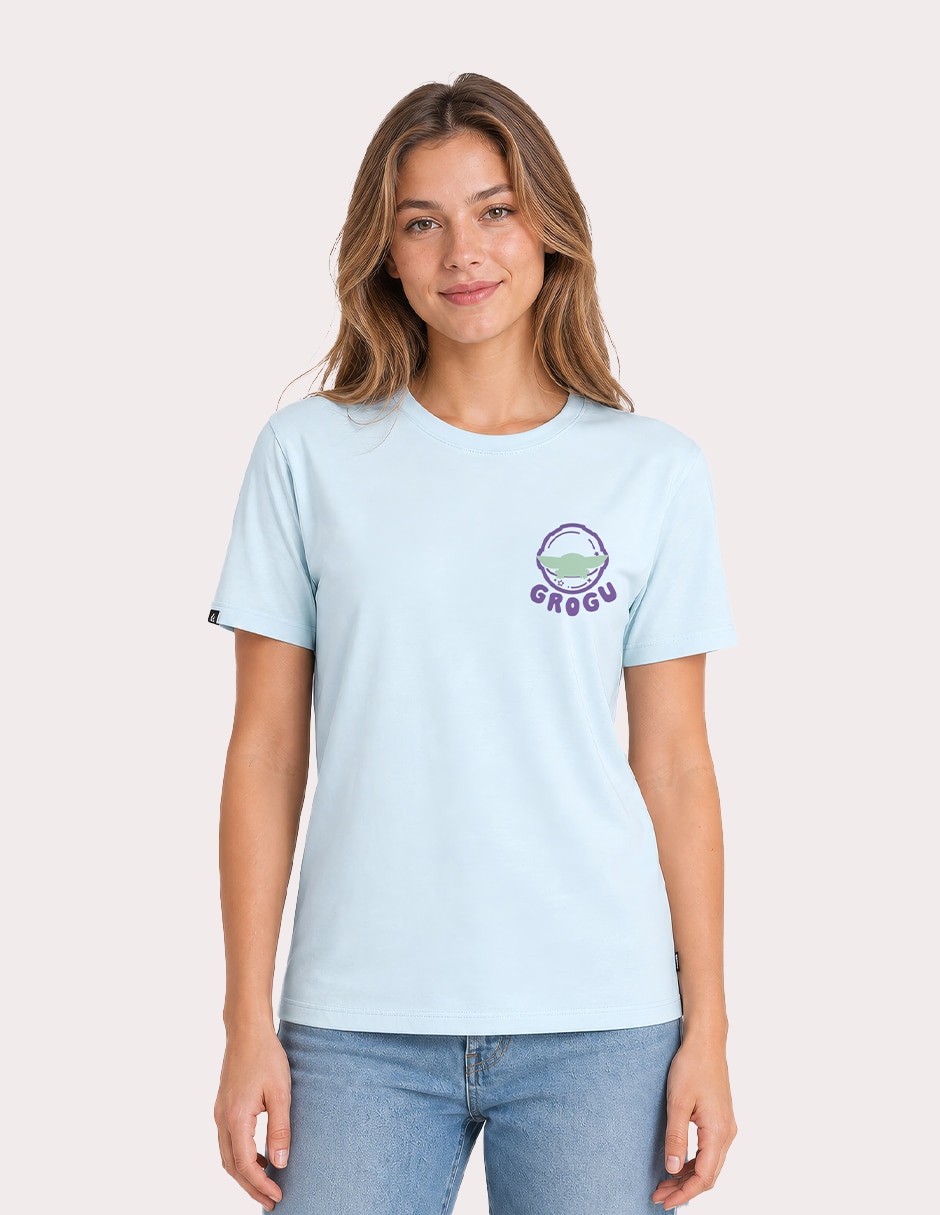 Playera manga corta The Mandalorian and Grogu cuello redondo para mujer